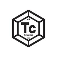 Technetium icon, chemical element in the periodic table vector