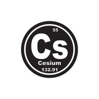cesio icono, químico elemento en el periódico mesa vector