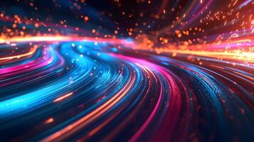 A colorful abstract background image featuring swirling light trails and sparks. photo