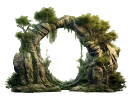 AI generated an arch made out of rocks and grass png