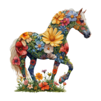 ai generato cavallo fatto di fiori acqua pittura Vintage ▾ vivido colori png