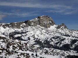 mountain winter dolomites snow panorama val badia valley photo