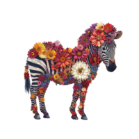 AI generated Horse made of flowers water painting vintage vivid colors png