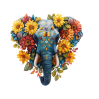 AI generated elephant made of flowers water painting vintage vivid colors png