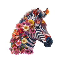 ai gegenereerd paard gemaakt van bloemen water schilderij wijnoogst levendig kleuren png