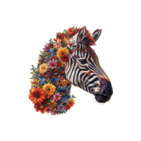 AI generated Horse made of flowers water painting vintage vivid colors png