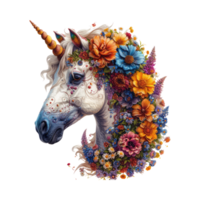 ai generato cavallo fatto di fiori acqua pittura Vintage ▾ vivido colori png