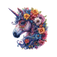 ai generato cavallo fatto di fiori acqua pittura Vintage ▾ vivido colori png