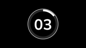 20 seconds countdown timer animation with simple flat modern white circle indicator animation on black background video