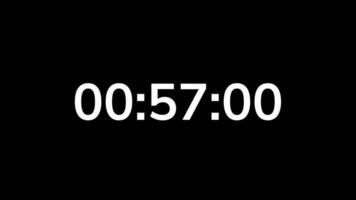 1 minute countdown timer animation on black background video