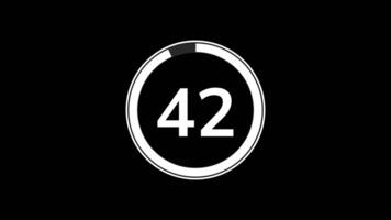 45 seconds countdown timer animation with simple flat modern white circle indicator animation on black background video