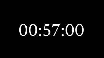 1 minute countdown timer animation on black background video