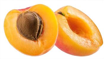 AI generated an apricot half cut in half with a seed photo