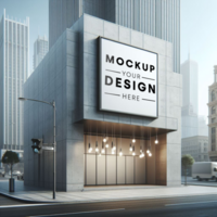 mockup logo on a billboard attached to a building wall psd