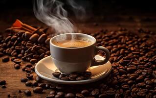 AI generated Coffee drinking ritual bean roasting a drink made from roasted and ground bush exquisite drink energizer creative photo