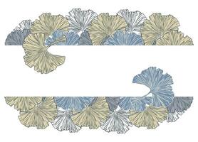 A decorative border of Ginkgo leaves is highlighted on a white background. A pattern of leaves. Vector illustration. For nature, eco and design. Hand-drawn plants, a frame for a postcard.