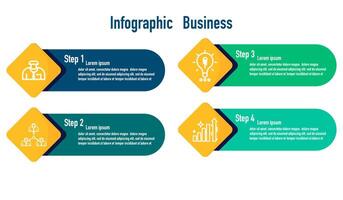 Infographic template for business information presentation. Vector square and icon elements. Modern workflow diagrams. Report plan 4 topics