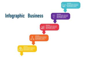 Infographic template step guide for business information presentation. Vector banner square and icons elements. Modern workflow diagrams. Report option plan 5 topics