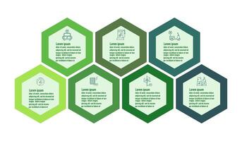 Infographic renewable energy template for energy consumption sustainable information presentation. Vector elements step eco green workflow diagrams. Report plan 7 topics