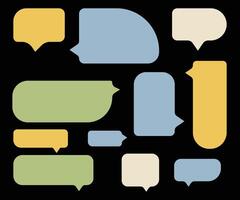 Set speech bubbles on black background. chat box or chat vector square and doodle message or communication icon Cloud speaking for comics and minimal message dialog