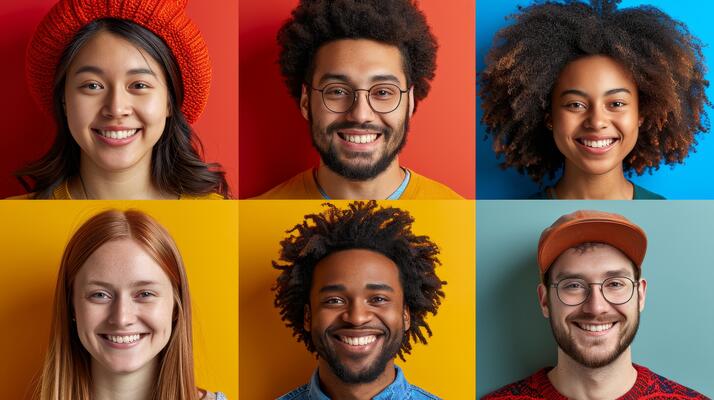 AI generated A collage of many different people. People of different nationalities and races
