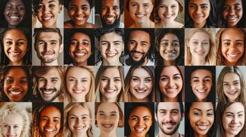 AI generated A collage of many different people. People of different nationalities and races photo