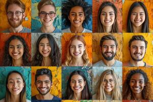 AI generated A collage of many different people. People of different nationalities and races photo