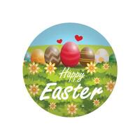 Happy Easter with illustration of Easter eggs in a circle vector