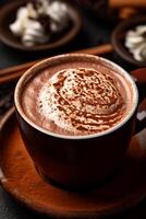 AI generated Gourmet dark chocolate milkshake with marshmallow photo