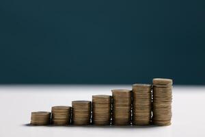 Coin stack growing and find out the way to get a return on investment. Finance and money exchange investment as concept. photo