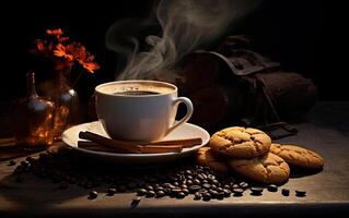 AI generated Coffee drinking ritual bean roasting a drink made from roasted and ground bush exquisite drink energizer creative photo