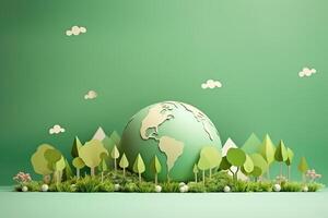 AI generated World environment and earth day concept with globe, nature and eco friendly environment photo