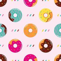 Seamless pattern of donuts with multicolored glaze vector