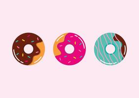 Collection of donuts with multicolored glaze vector