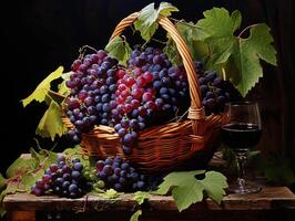 ai generado uva en blanco antecedentes foto