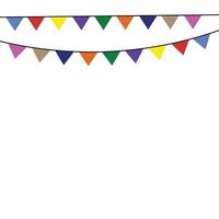 Colorful bunting flags isolated on white background, Vector illustration, Carnival garland with flags, Decorative colorful party pennants, Birthday party flags, Festive buntings