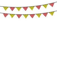 Triangle bunting flags, Colorful bunting flags, Minimalist festive birthday party flags, bunting decorations, Decorative colorful party pennants, Carnival garland with flags vector