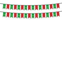 Garland of red, green flags, Vector illustration, Patriotic Celebration Background, Festive bunting flags, Holiday decorations, bunting decorations, pennant bunting banner flags