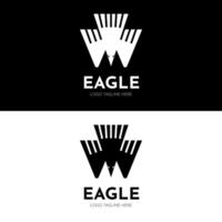 águila con alas en w y metro forma inicial logo diseño icono vector