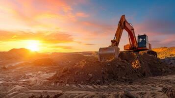 AI generated Construction Engineers Operating Heavy Machinery for Building Site Preparation photo