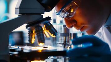 AI generated Microscopic analysis of metal crystal structure by a materials engineer photo