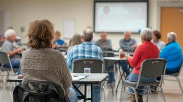 AI generated Financial Experts Teach Retirees How to Manage Their Retirement Funds at Local Center photo