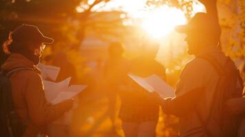 AI generated The hope and resilience of a person with HIV AIDS participating in a community outreach program at dawn photo