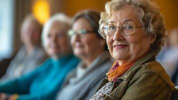 AI generated Senior citizens learning about financial management and retirement options at a seminar photo