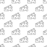 Seamless Pattern with Cheese. Food Background. Hand drawn doodle, sketch monochrome style. Vector flat illustration.