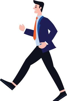 businessman running flat style isolate on background vector