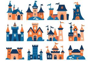 castle collection flat style isolated on background vector