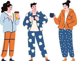 people wearing pajamas flat style isolated on background vector