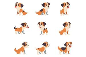 beagle dog collection flat style on background vector