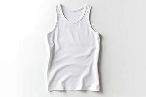 AI generated Blank white sleeveless t-shirt mockup, 3D rendering photo